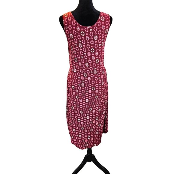 Eddie Bauer Womens Sleeveless Red Floral Dress Size 8 Knee Length Lightweight - Picture 3 of 9